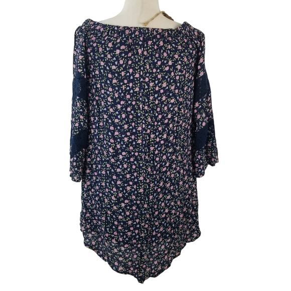 True Craft Blue Pink Green Floral Tunic Top Dress NEW Size XS - Picture 3 of 6